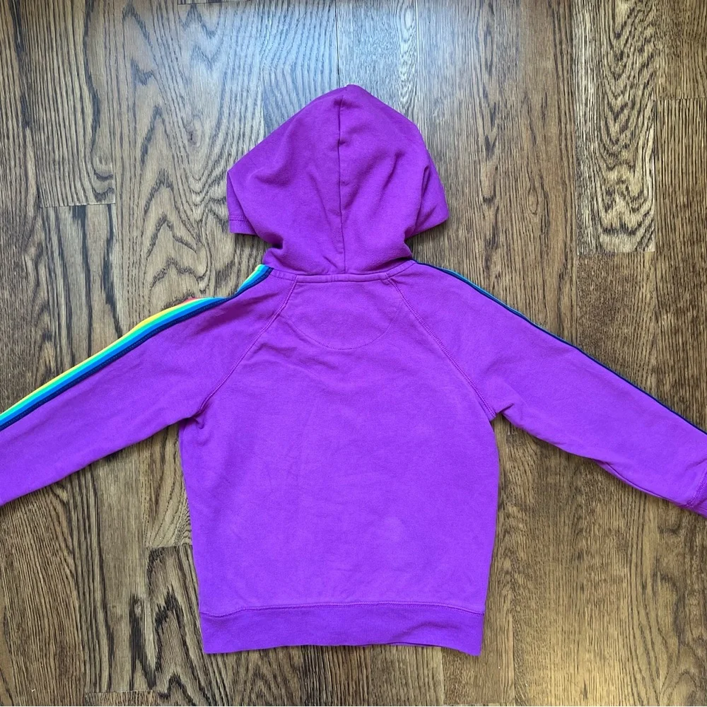 Primary Purple Hoodie with Rainbow Sleeve Stripes - Picture 3 of 3